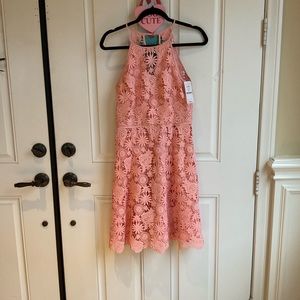 NWT WHBM Peach 🍑 Lace Fit and Flare Dress Size 6